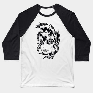 Skull woman Baseball T-Shirt